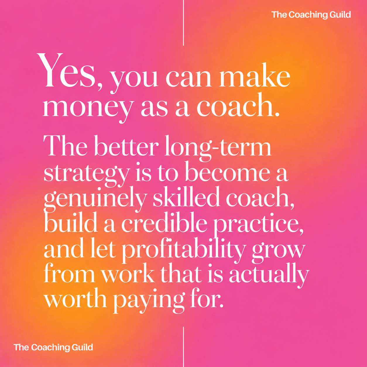 Coaching Guild editorial graphic about making money as a coach through skill, credibility, and susta