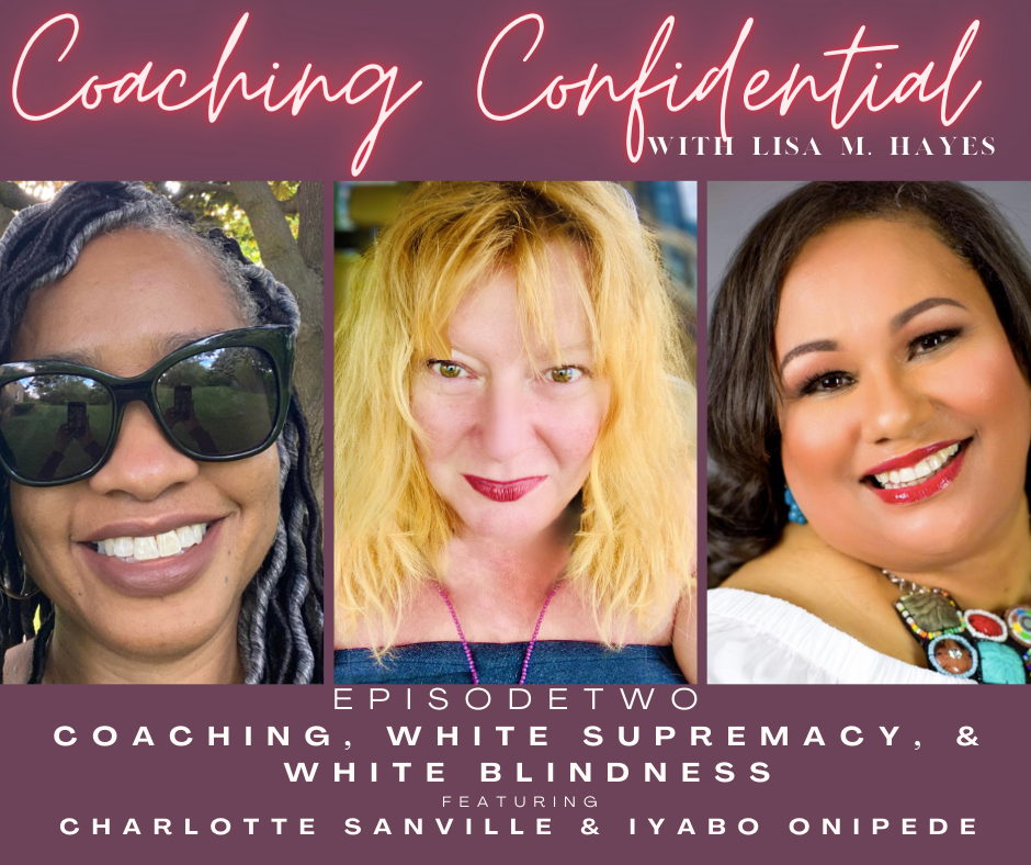 A poster for coaching confidential episode two featuring charlotte sanville and ivaro onipede