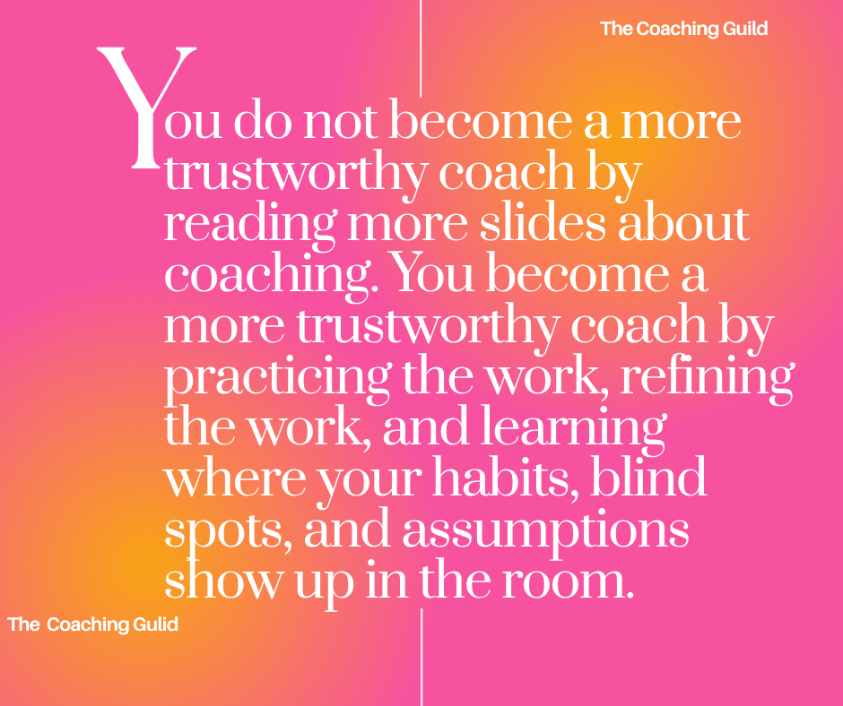 pic and orange quote graphic about learning coaching by doing