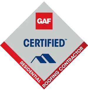 A logo for a certified residential roofing contractor