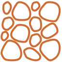 Un groupe de cercles orange sur fond blanc.