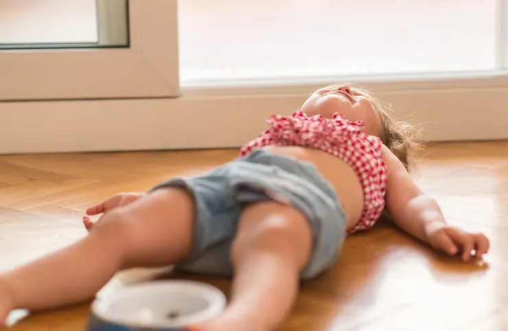 crying child on floor
