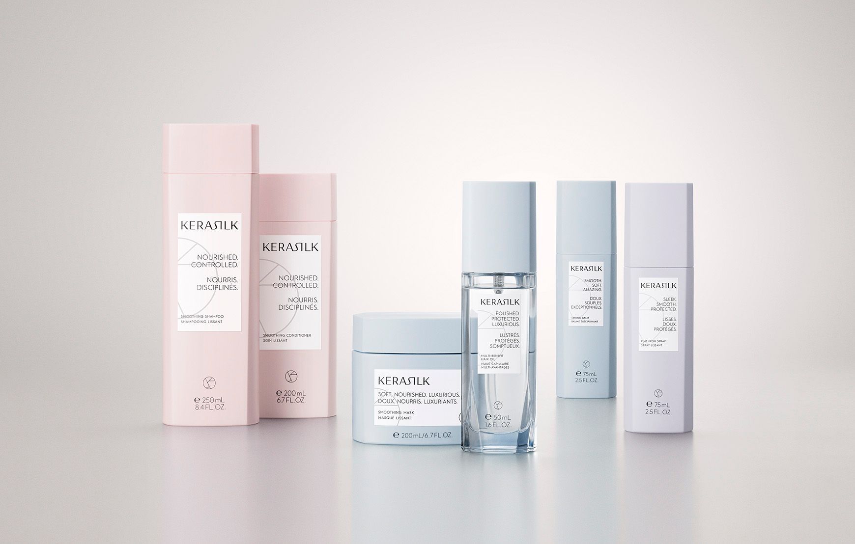 Skincare product set in pastel pink and blue with white text and clean, minimalist design — Clippers Hair Salon in Taree, NSW