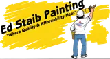 Logo for Ed Staib Painting featuring a painter against a yellow background, with the slogan "Where Quality & Affordability Meet"