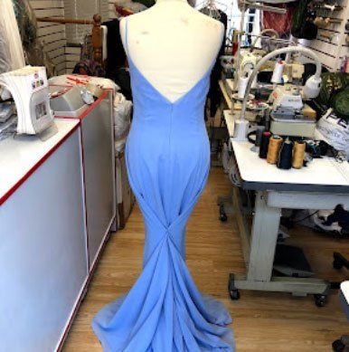 blue fishtail dress