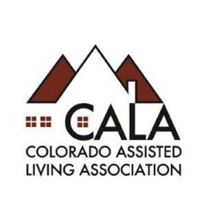 CALA logo with stylized brown rooftops and black text for Colorado Assisted Living Association
