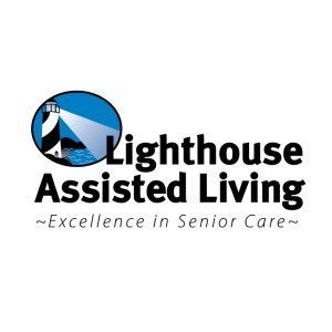 Lighthouse Assisted Living logo with blue lighthouse icon and tagline “Excellence in Senior Care”