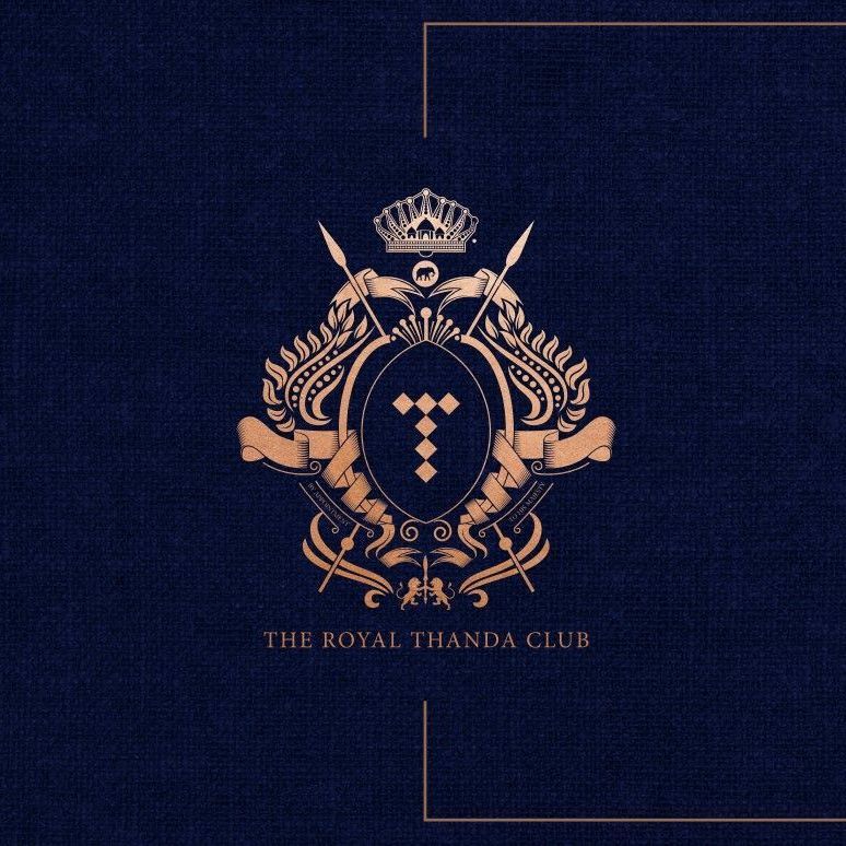 The royal thanda club logo is on a blue background
