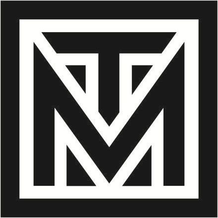 A black and white logo with the letter m in a square.