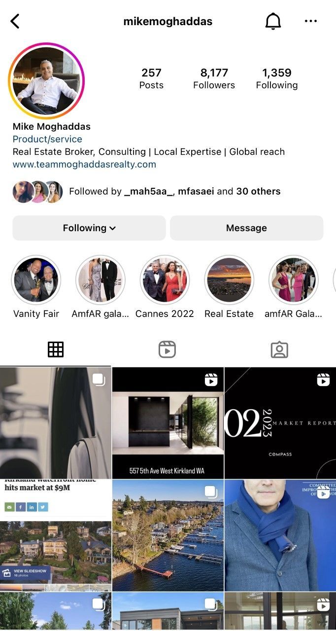 A screenshot of a person 's instagram account.