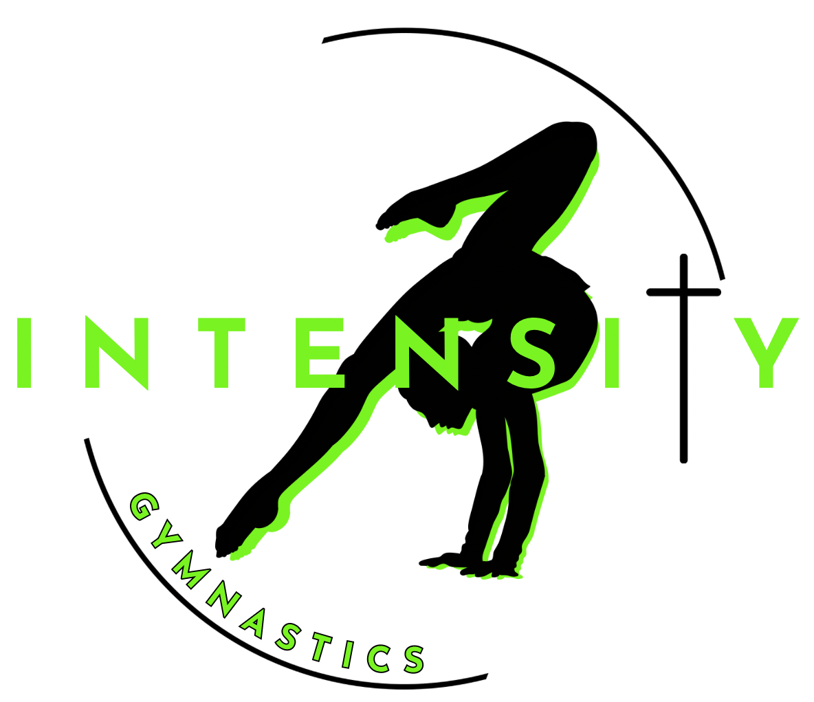 Black gymnast silhouette in handstand, green 
