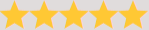 Five gold stars rating on a white background