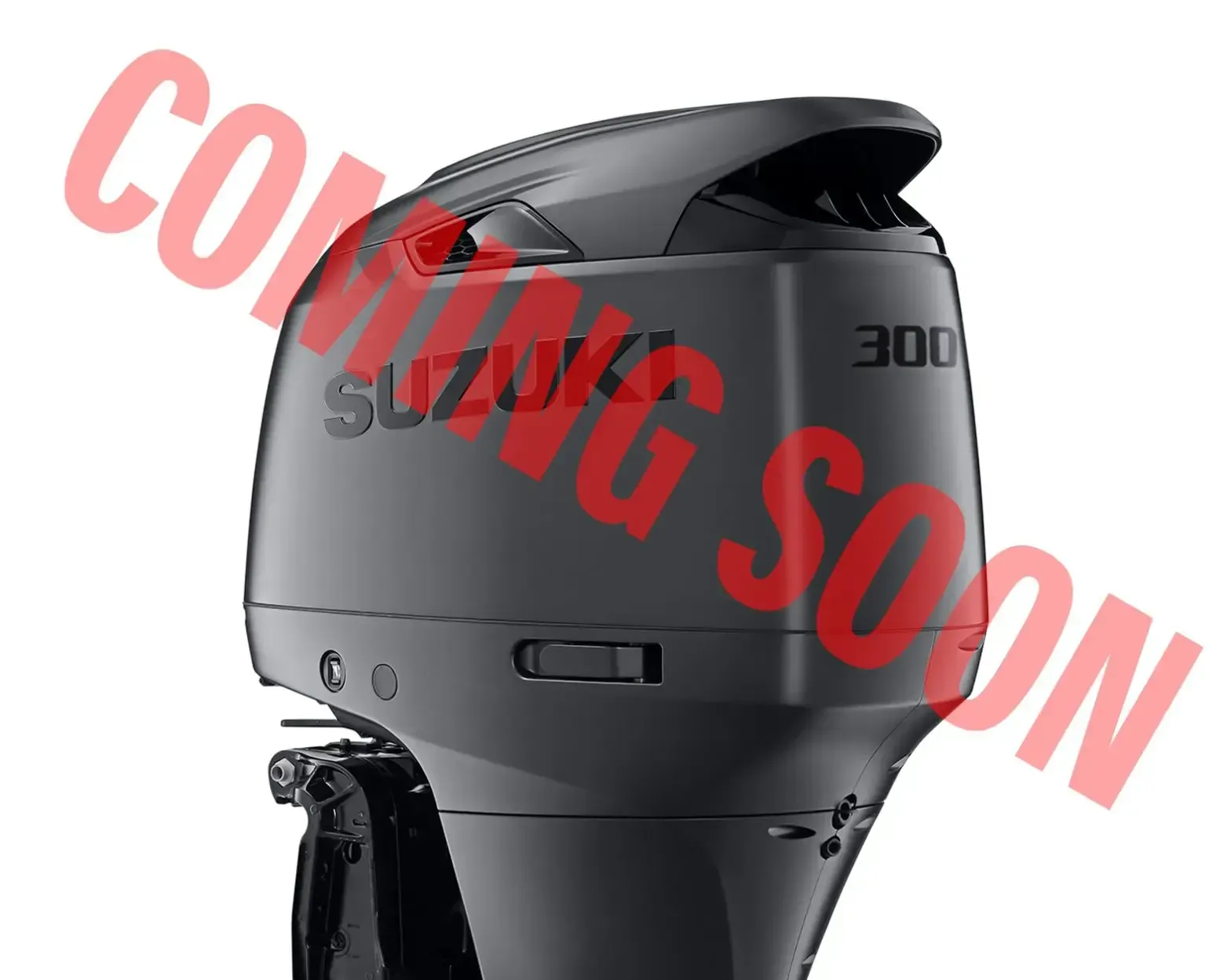 Black Suzuki outboard motor with red