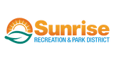Sunrise Recreation & Park District logo with orange sun and teal wave icon