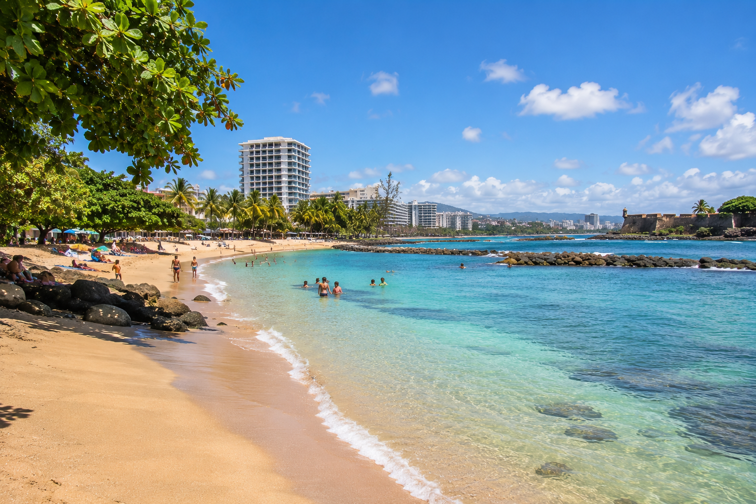 Escambrón Beach with a view of the Caribe Hilton in the distance.
