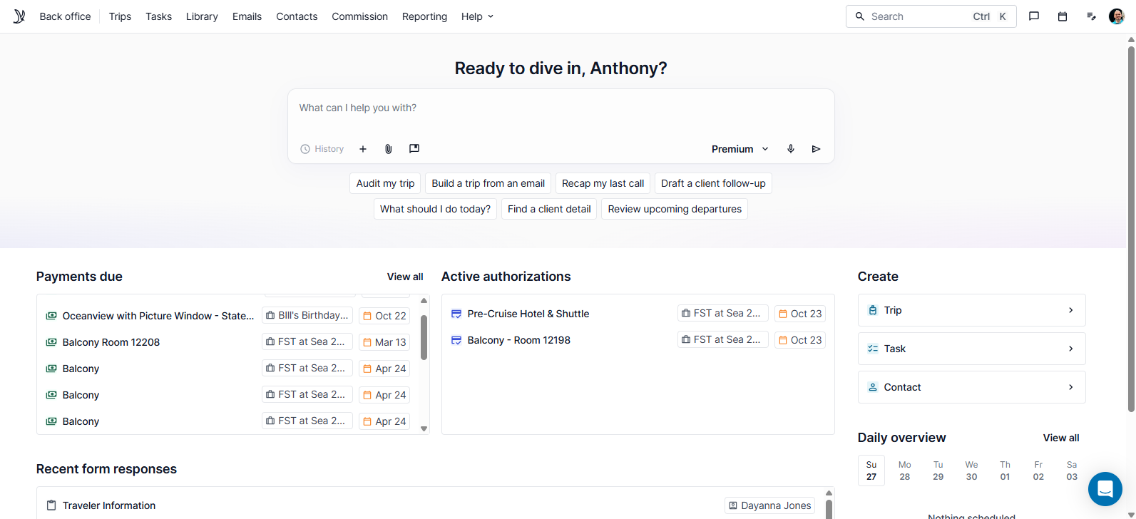 A web dashboard showing a table of records with filters, counts, and a right-side chart panel.