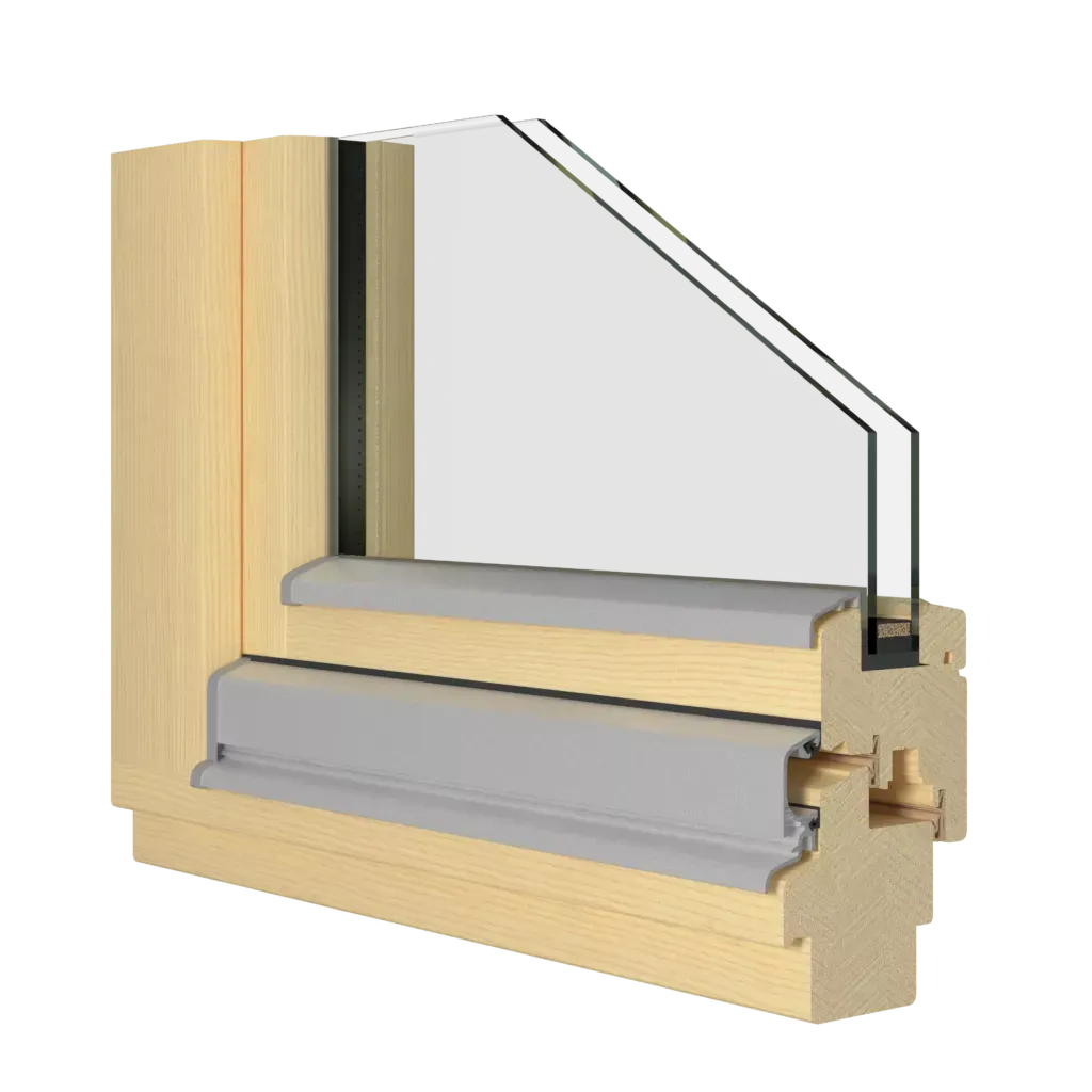 A picture of a wooden window with two layers of glass