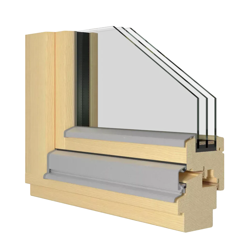 A wooden window with three layers of glass