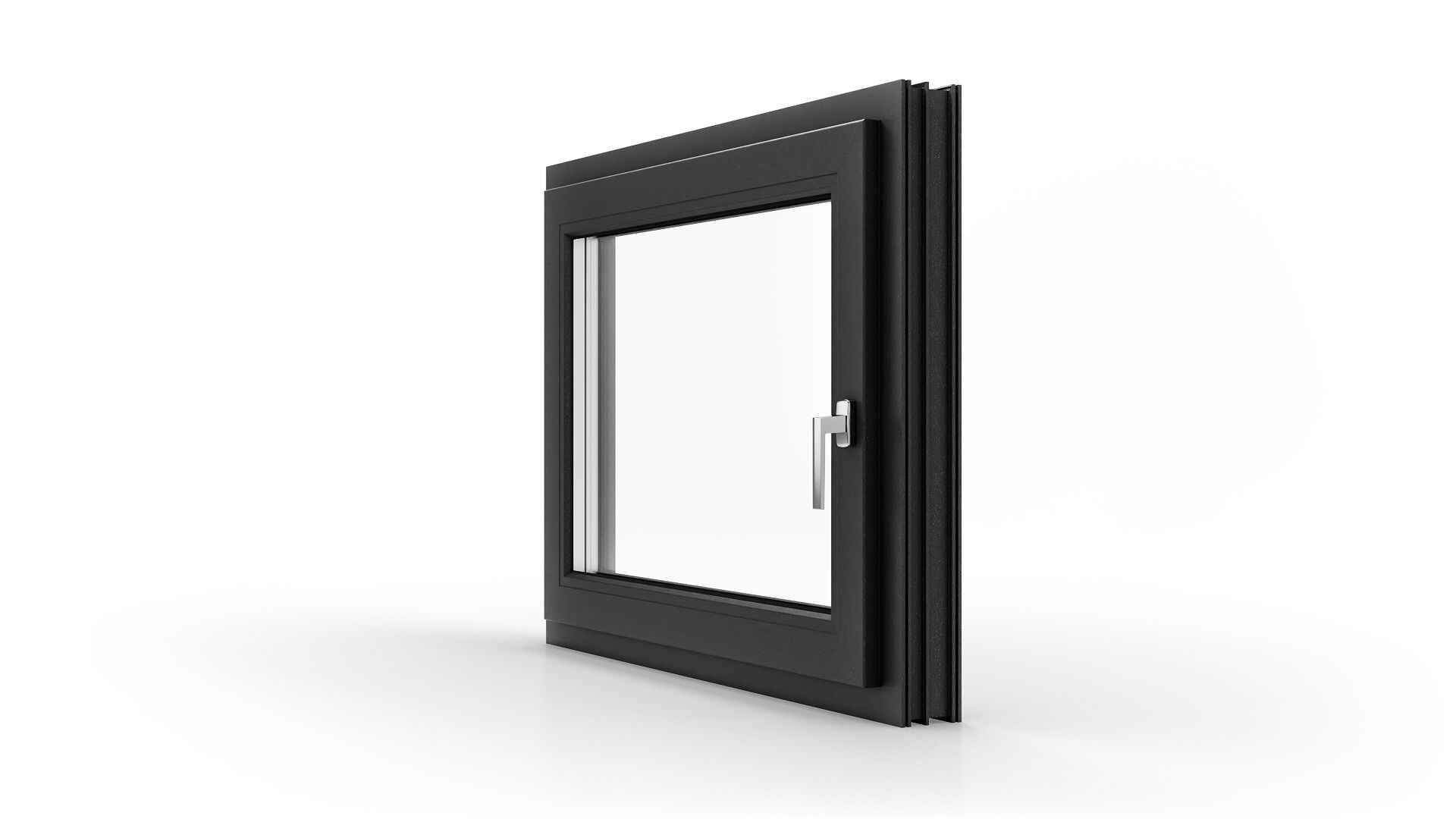 A black window with a handle on a white background.
