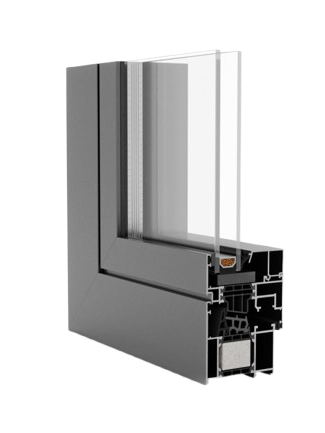A close up of a window with two glass panes on a white background.