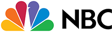NBC logo with multicolored peacock icon and black “NBC” text