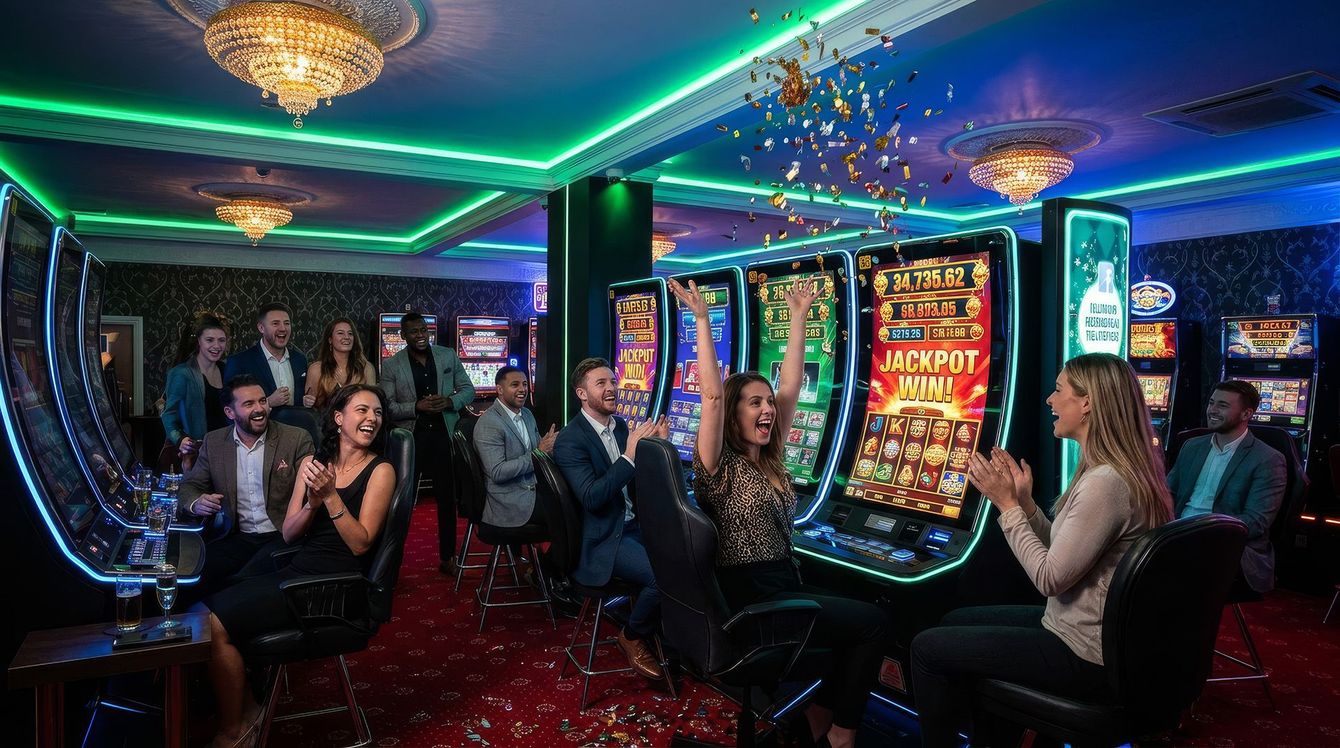 Casino gaming table with roulette in motion