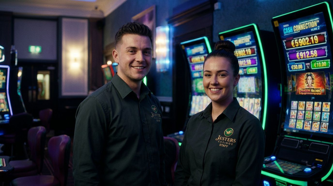 Irish Casino Group staff members in a welcoming professional conversation