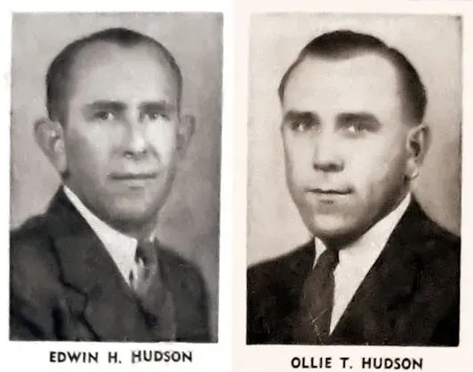 Two black-and-white portrait photos labeled Edwin H. Hudson and Ollie T. Hudson.