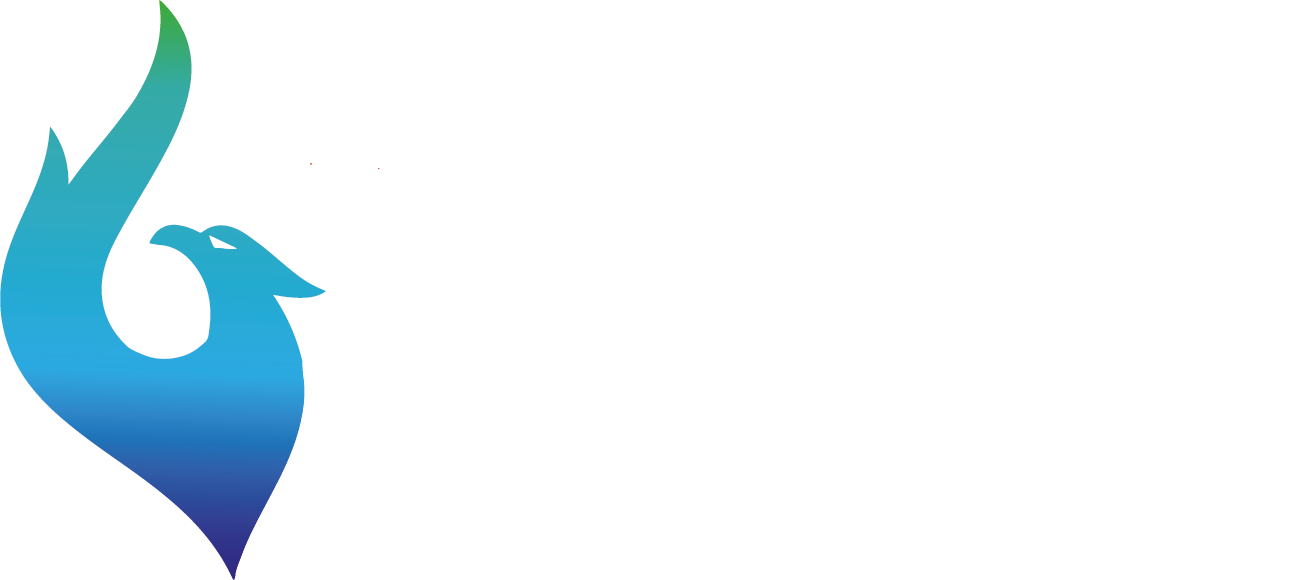 A blue and green flame with a bird on it.