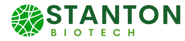A stanton biotech logo with a green circle in the middle