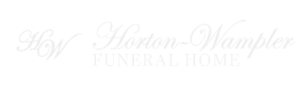 Faint white logo reading “Horton-Wampler Funeral Home” on a light background