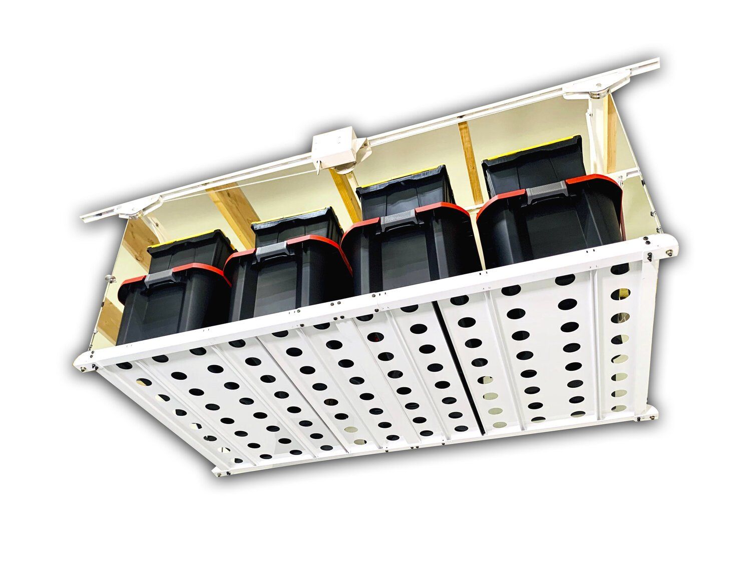 Overheard retractable garage storage solution - Syzzor Loft