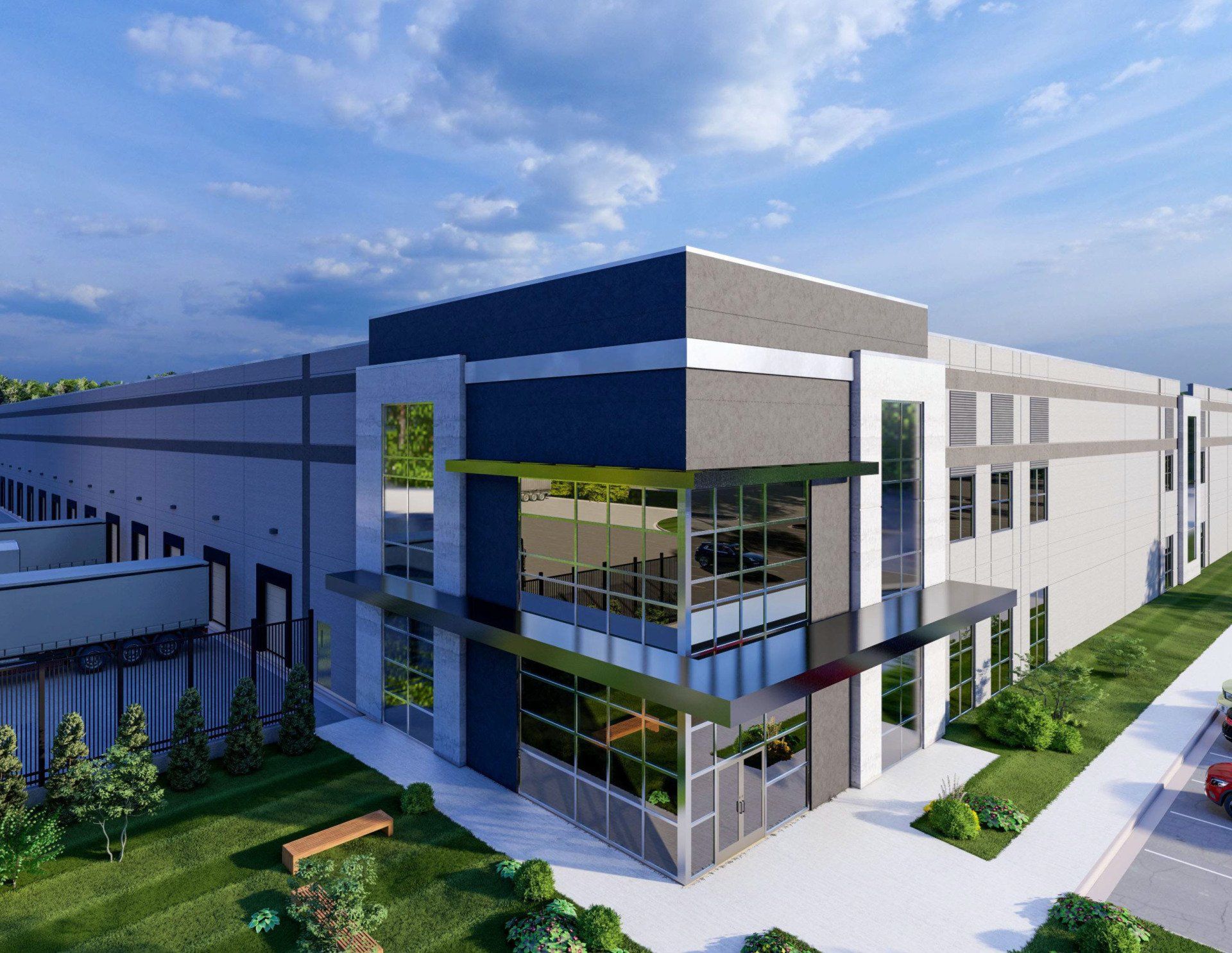 An artist 's impression of a large building with a lot of windows.
