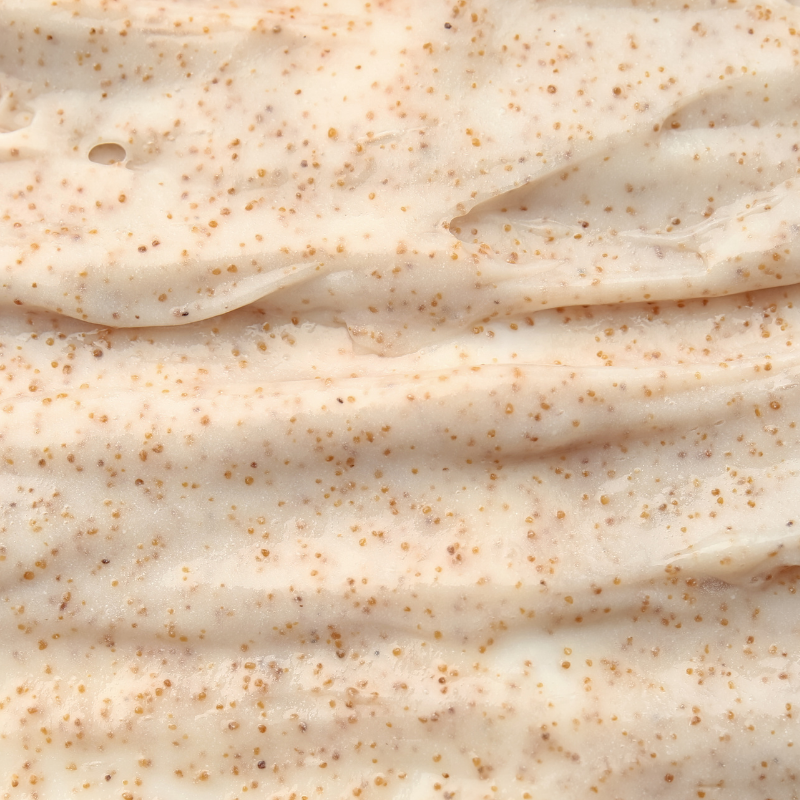 Photo of tan and brown cosmetic exfoliant 