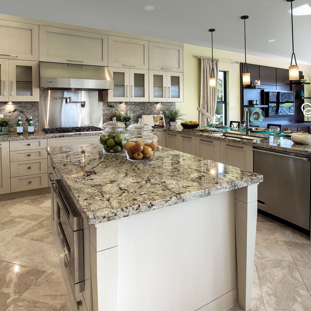 Kitchen with Center Countertop — Omaha, NE — Precision Surface Restoration