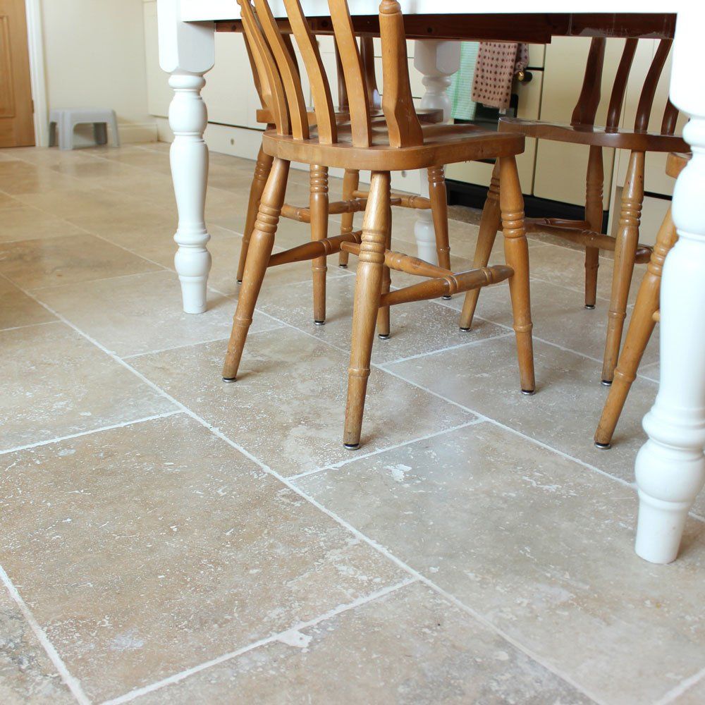 Kitchen with Travertine Tiles — Omaha, NE — Precision Surface Restoration