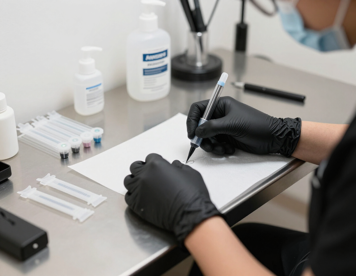 Preparación higiénica de caps para tatuaje