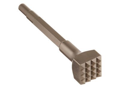 A close up of a hammer on a white background.