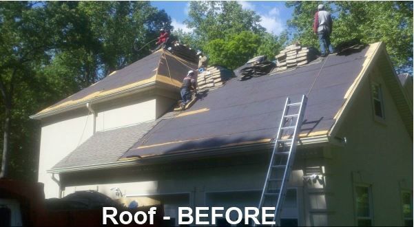 a picture of a roof before it is being installed .