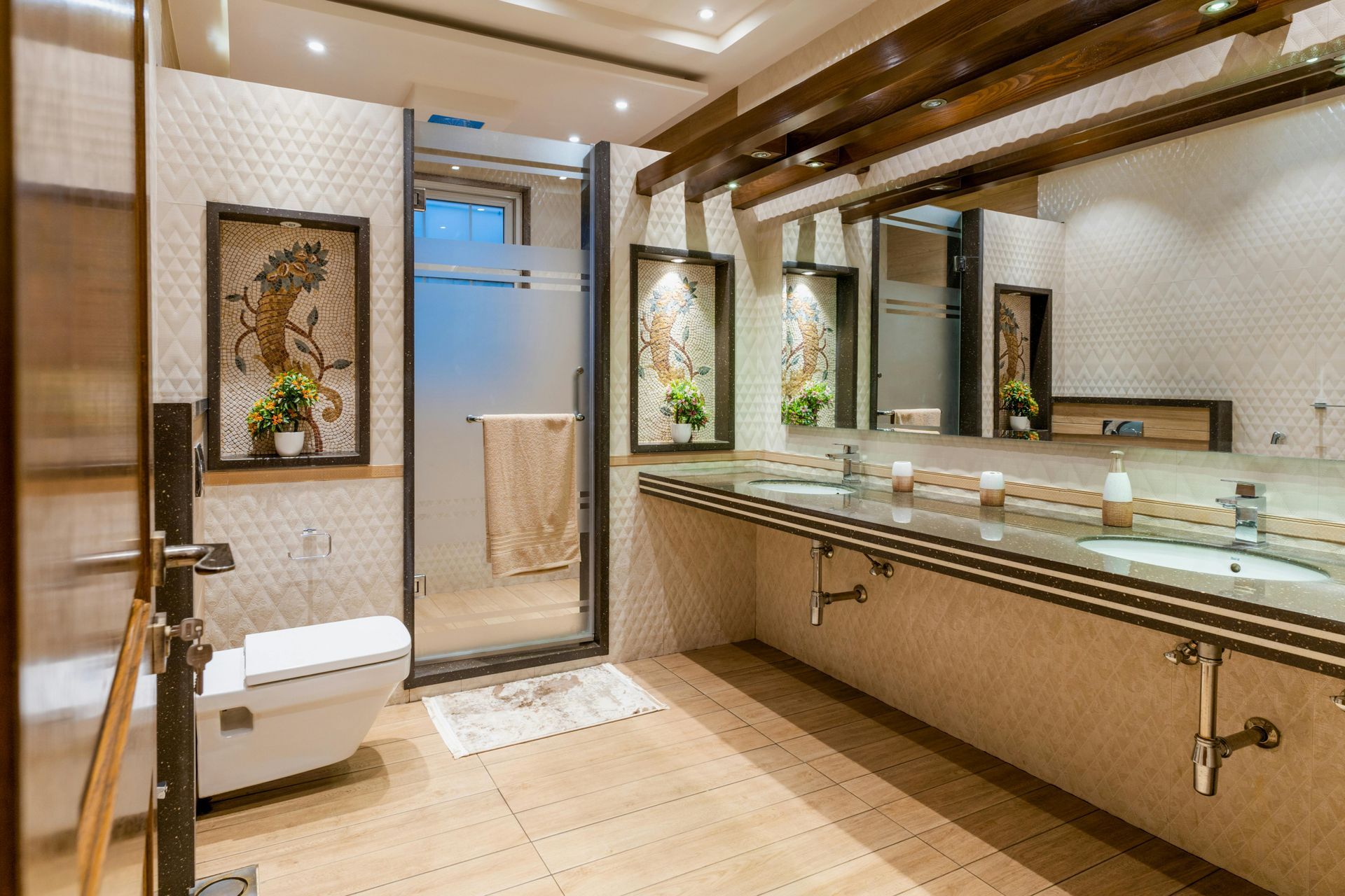 Cream colored Ceramic Tile in a bathroom