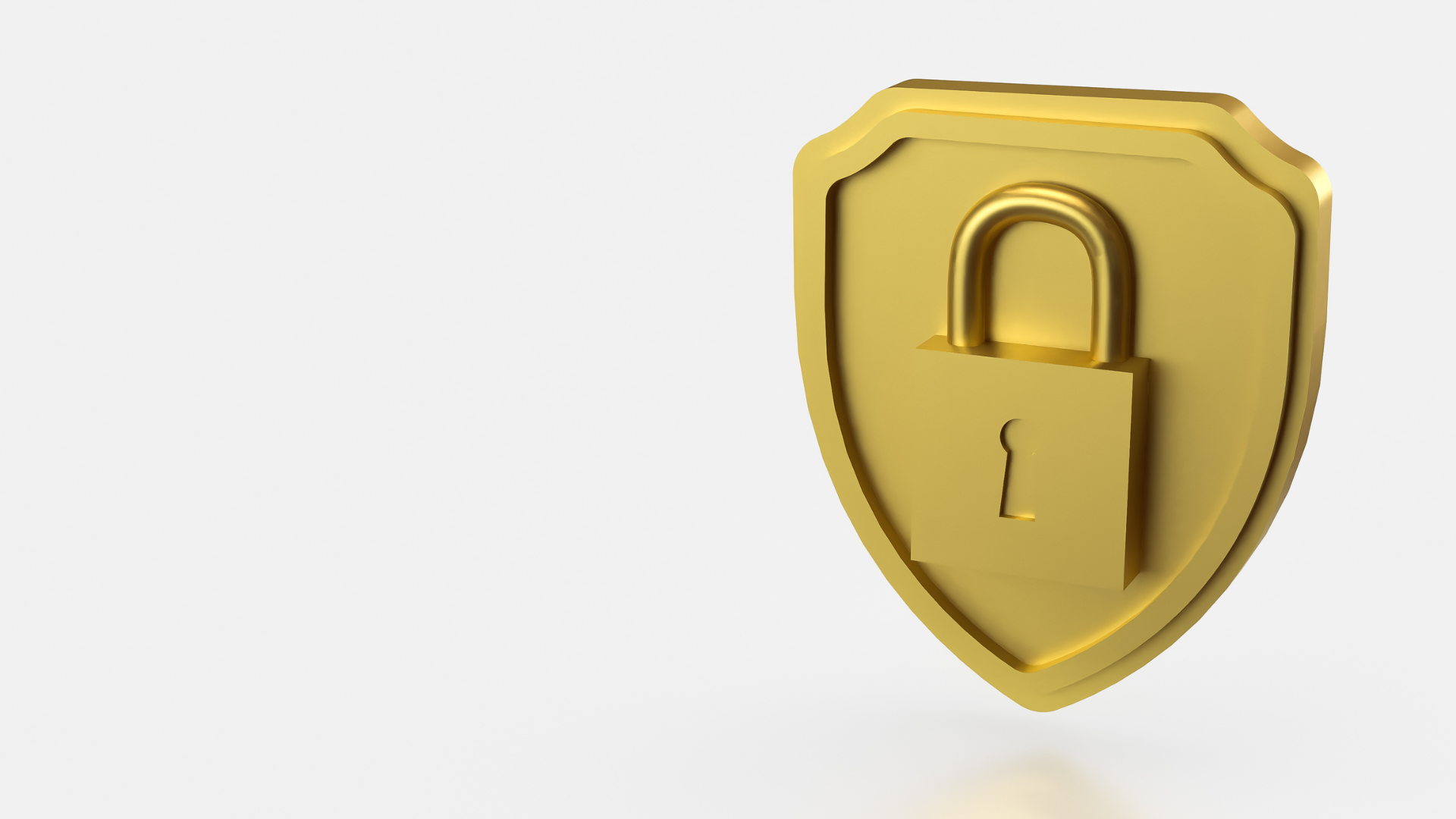 Gold shield with a padlock.