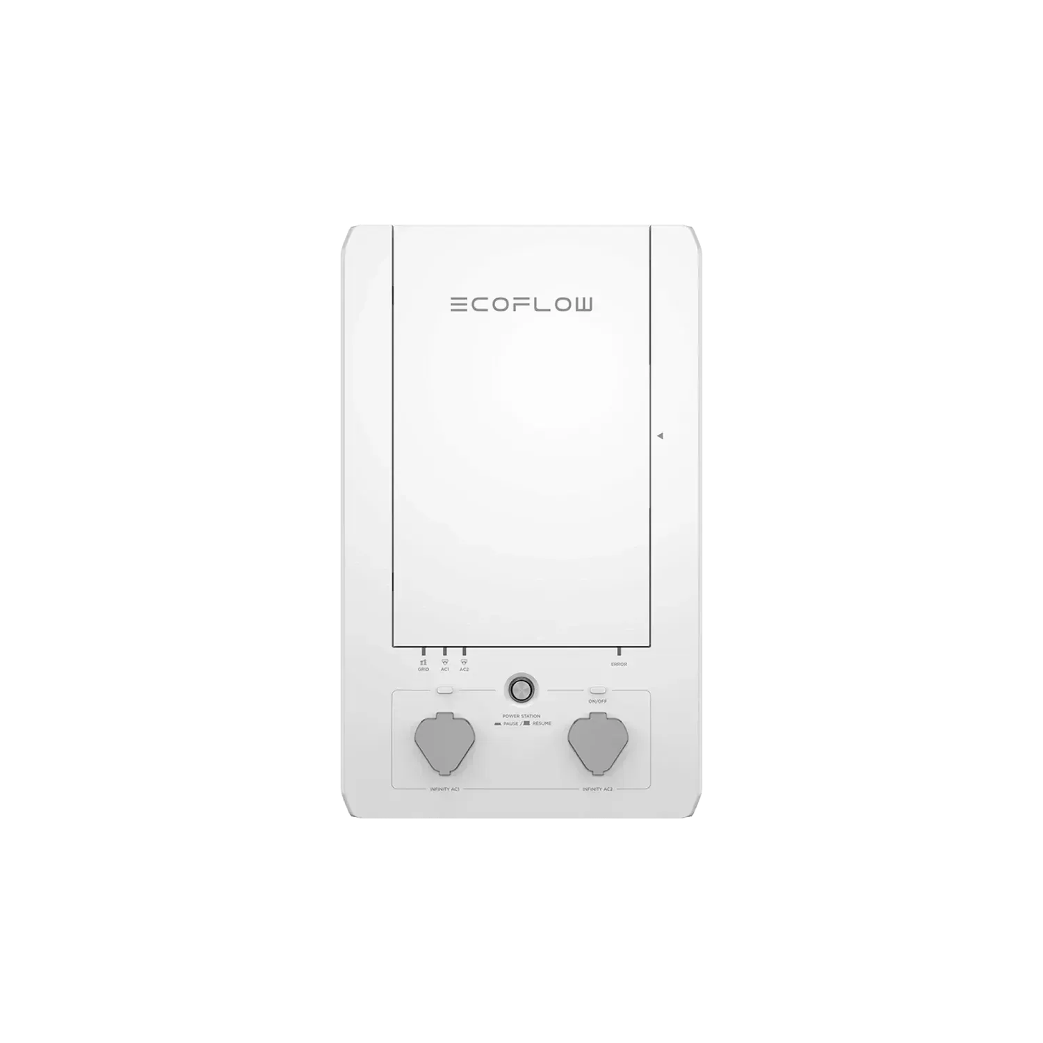 White EcoFlow power station with control knobs.