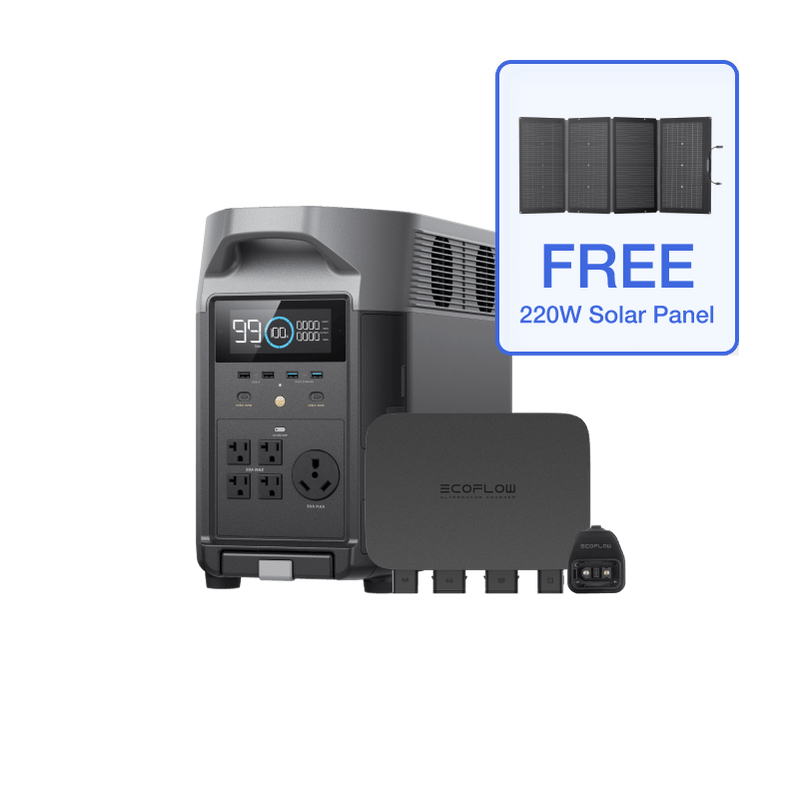 Black EcoFlow microinverter with four output ports.