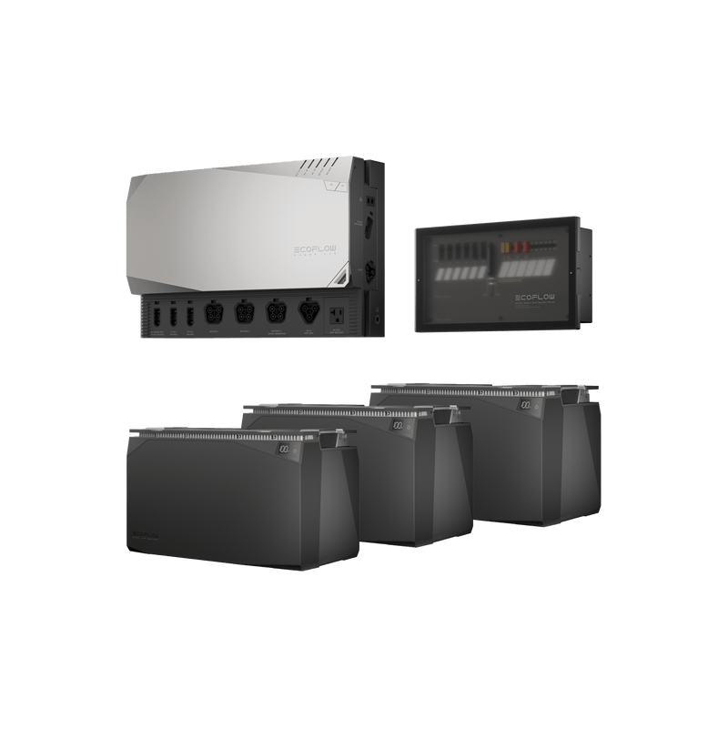 A portable power station with three black battery units.