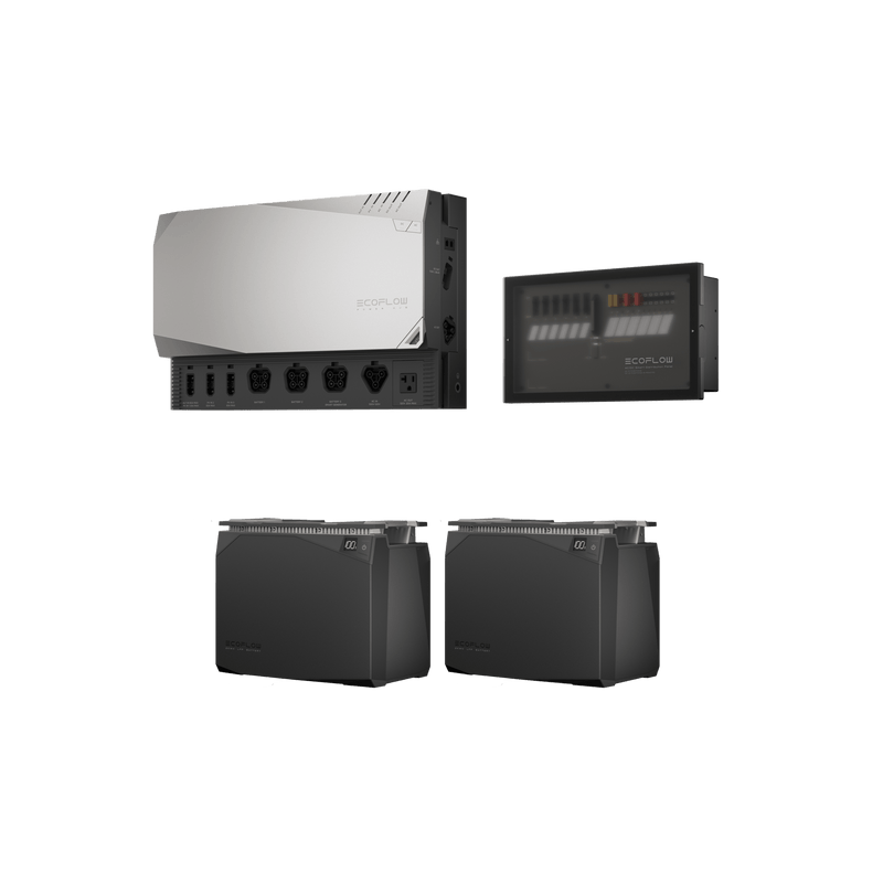A silver and black power station with two black battery packs, likely for solar energy storage.