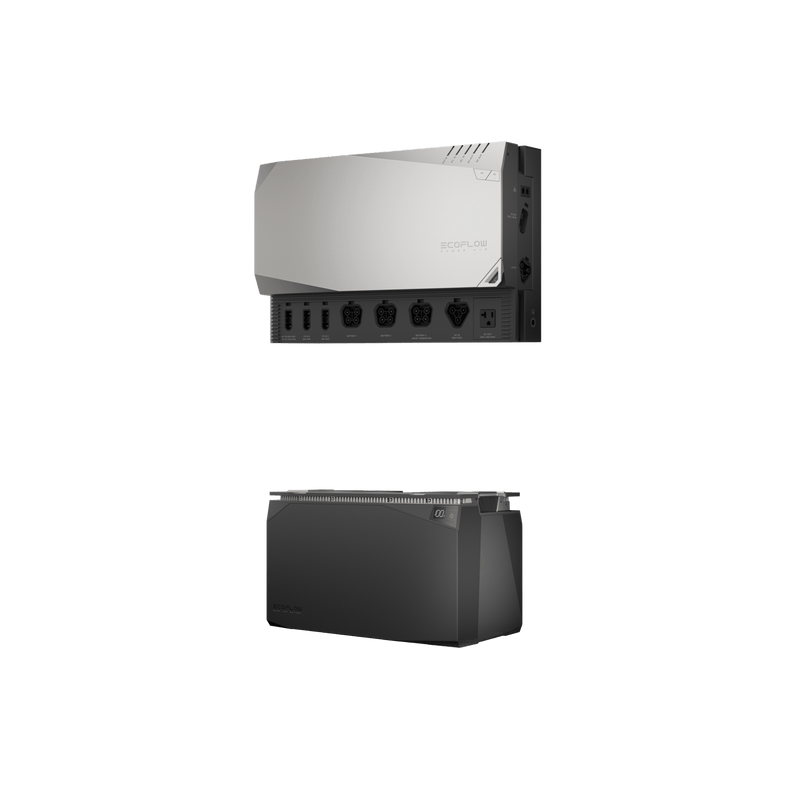 Two rectangular power stations, top silver, bottom black.