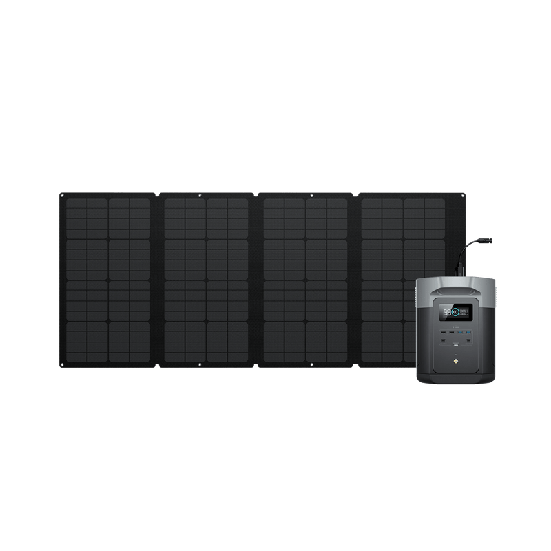 Portable solar panel array with power station, for off-grid electricity generation.