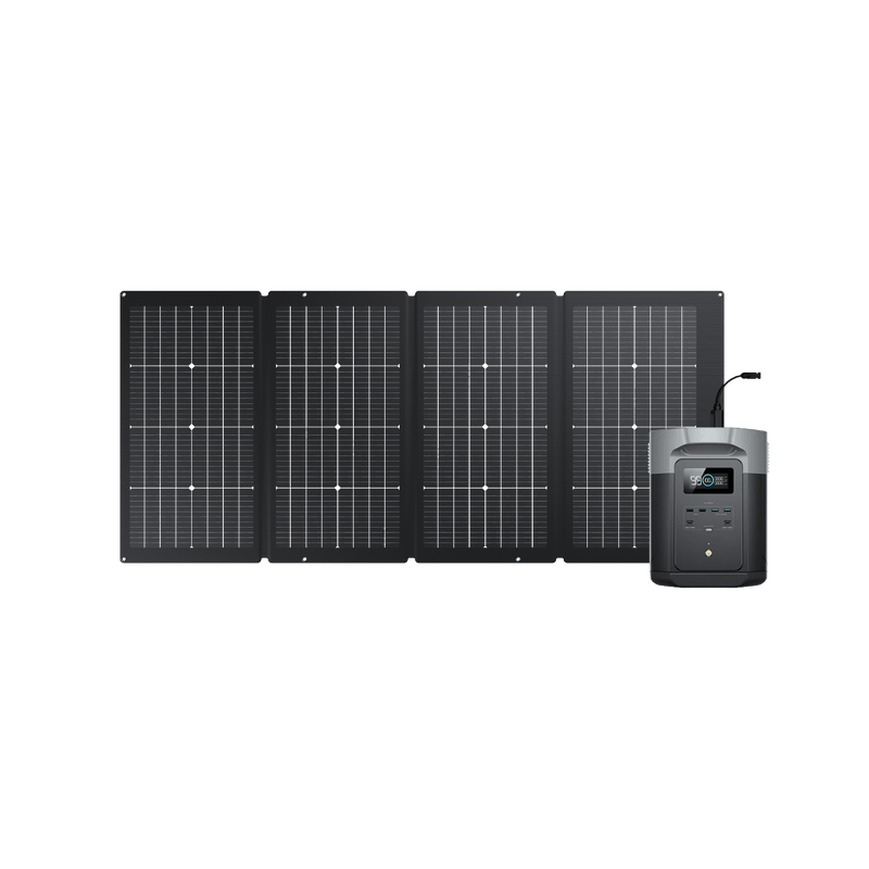 Foldable solar panel with a portable power station.