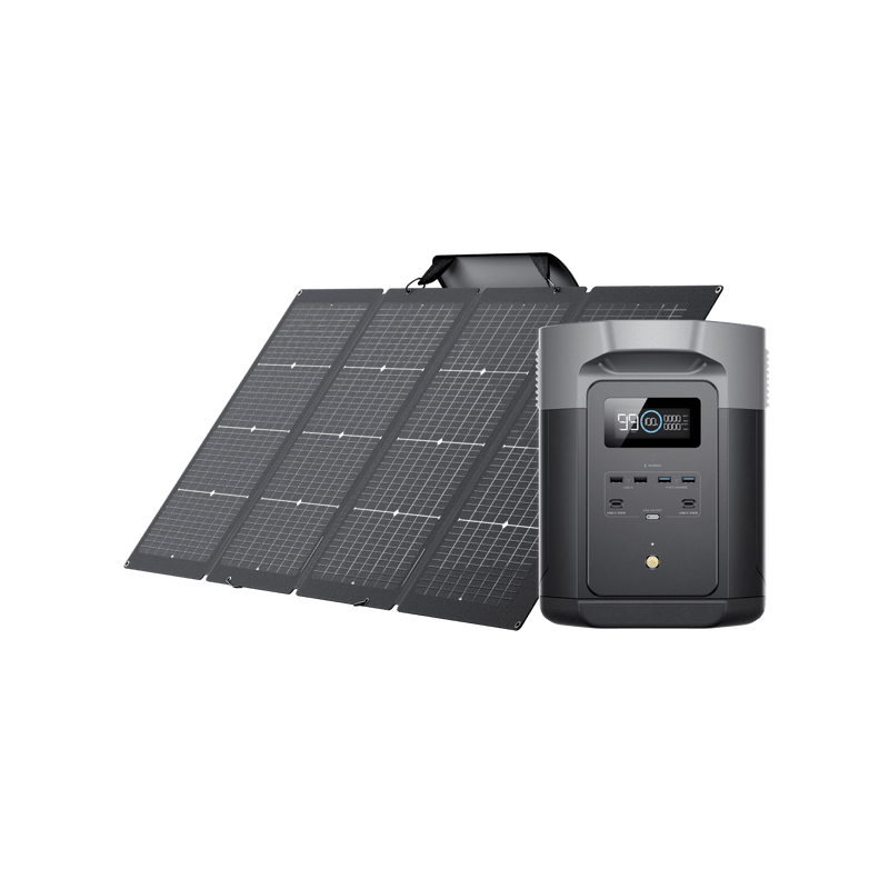 Foldable solar panel with a portable power station.