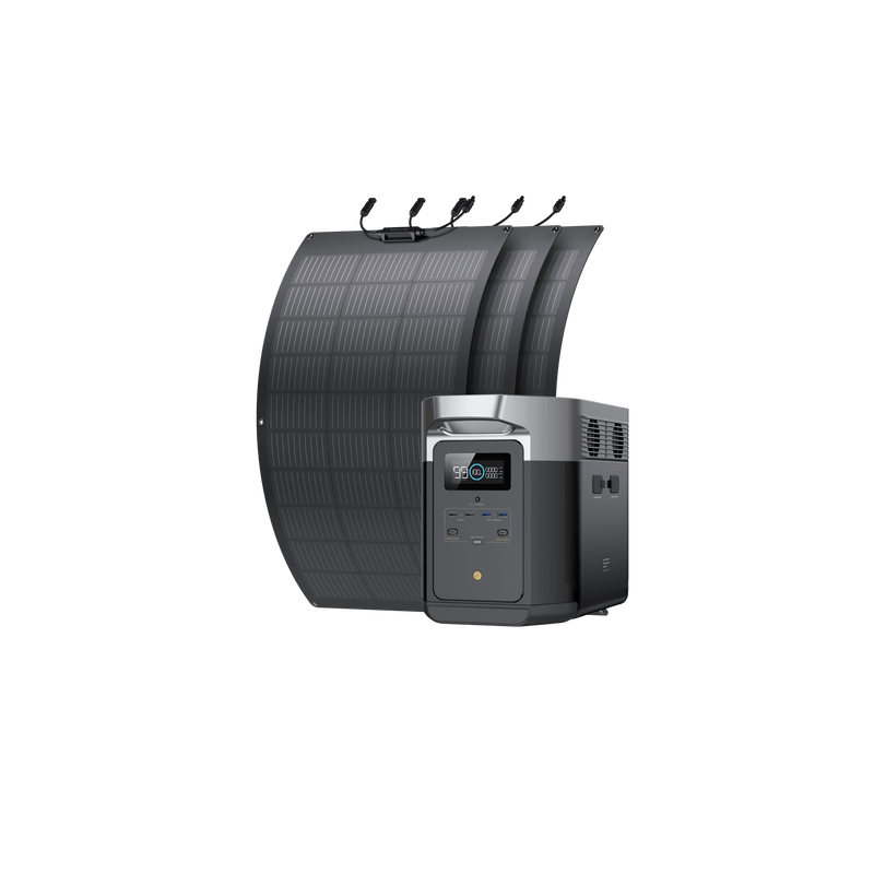 Portable solar panel kit with a power station.